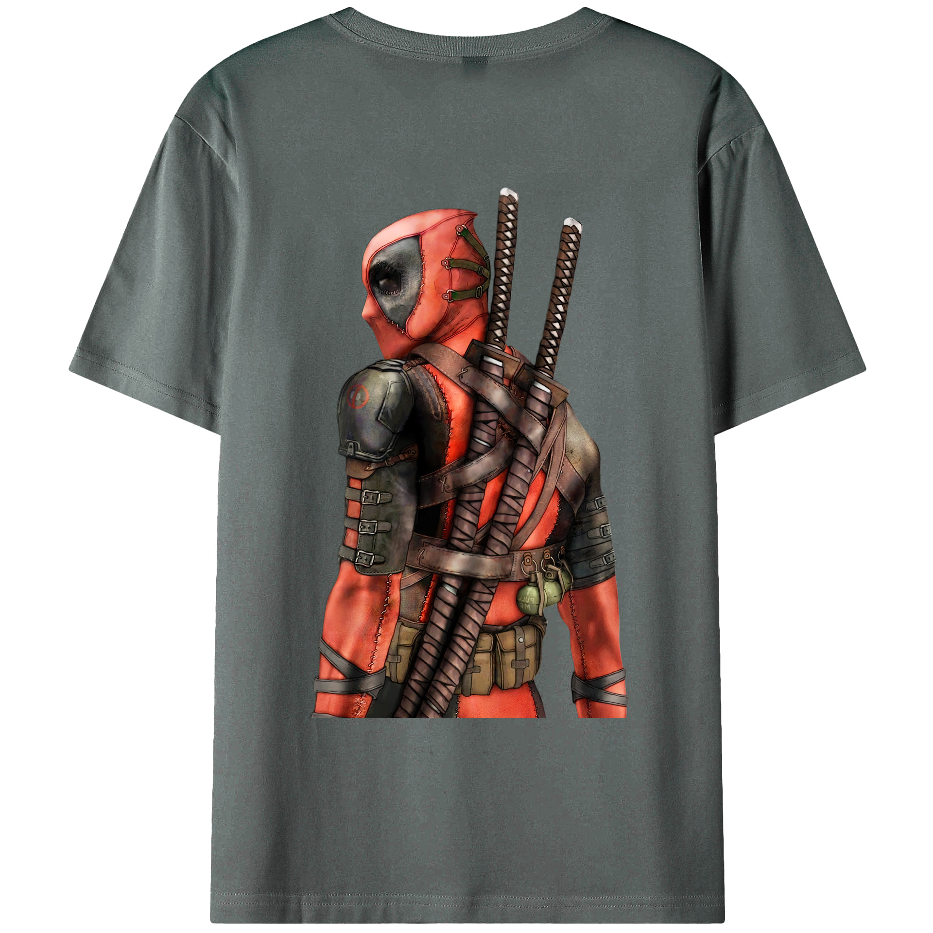 （画像用） Deadpool デッドプール 綿100％ メンズ半袖Tシャツ（バックプリント） 通気性